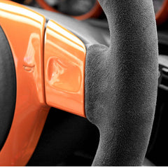 Black Suede Leather Steering White Stitch Wheel Wrap Cover For Porsche 997 06-08