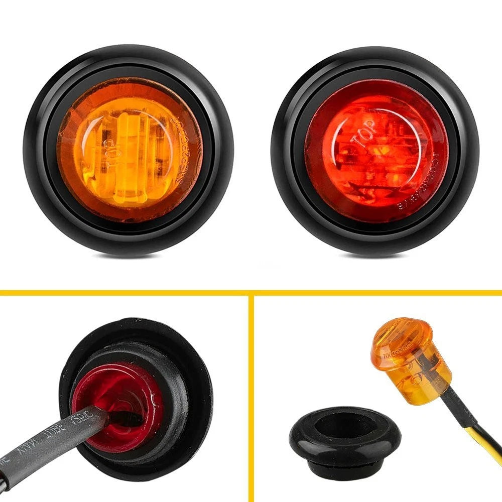 20X Red Amber LED Bullet Side Marker Light Flush Mount Truck Trailer 3/4" EOA 6B93BC-57