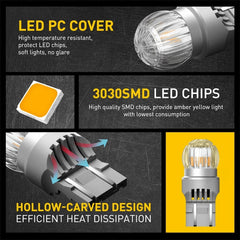 AUXITO 7443 T20 7440 Amber Yellow LED Turn Light Signal Bulbs Canbus Error Free AUXITO