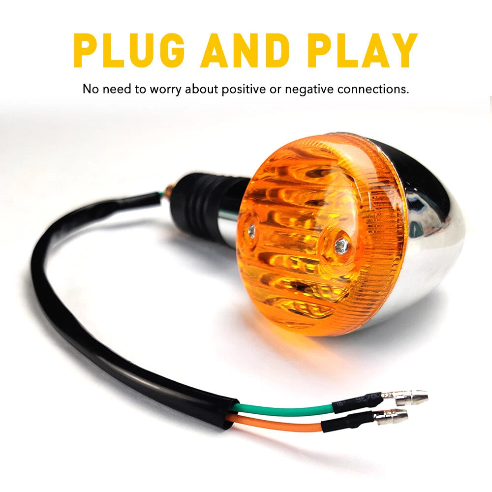 2pcs Chrome Motorcycle Bullet Signals Turn Blinker Light Indicator Lamps Amber 6B93BC-57