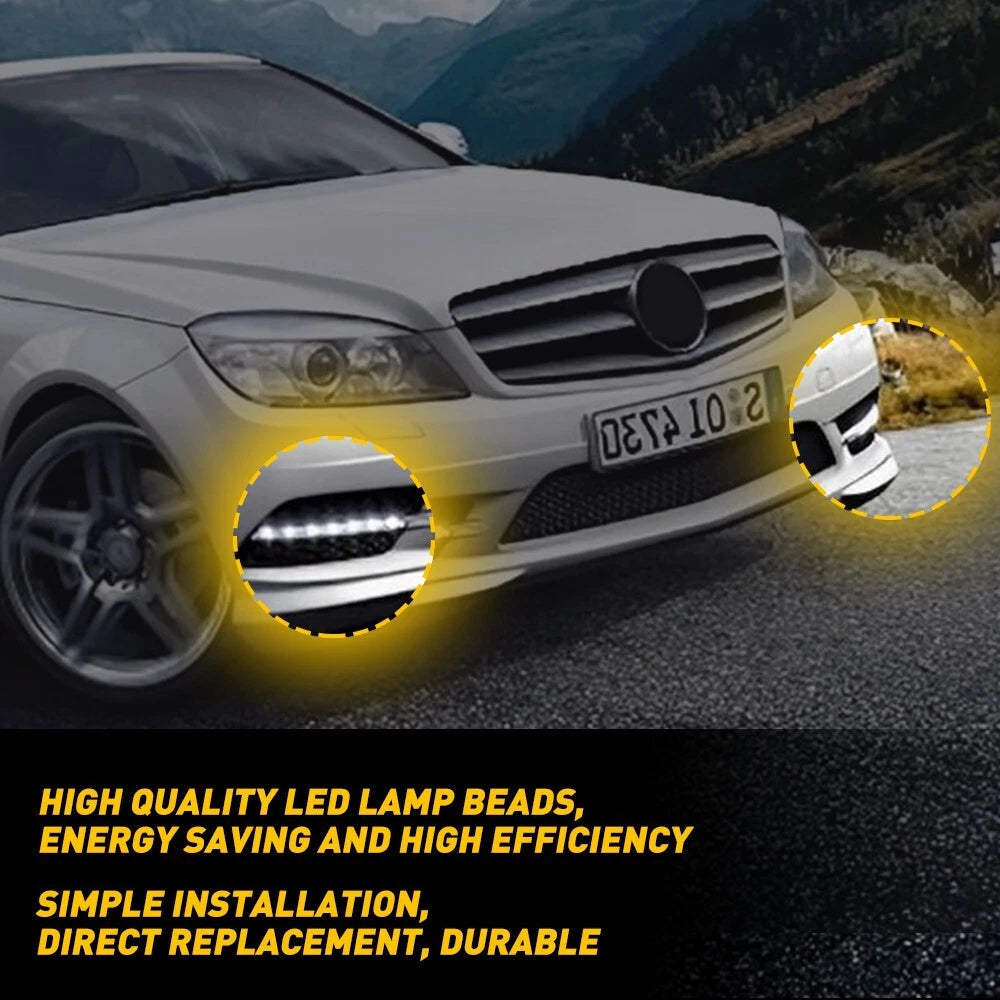 Pair L+ RLED Daytime Running Light Fog lights For Mercedes-Benz C-Class EOA 6B93BC-57
