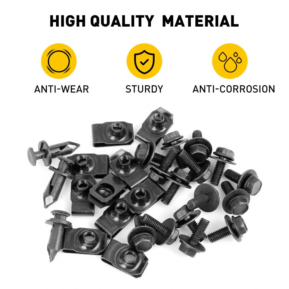 Engine Shield Splash Guard Bumper Screw U-nut Clip Hardware Kit Body Bolt Rivet 6B93BC-57