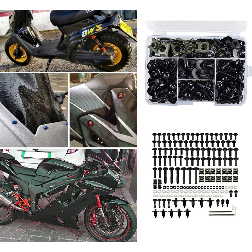 Black Complete Fairing Bolt Screws Kit For Kawasaki Ninja ZX6R 7R ZX9R ZX12R EOA 6B93BC-57