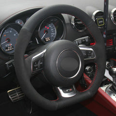 Top Leather Steering Wheel Hand-stitch on Wrap Cover For Audi TT 2008-2013