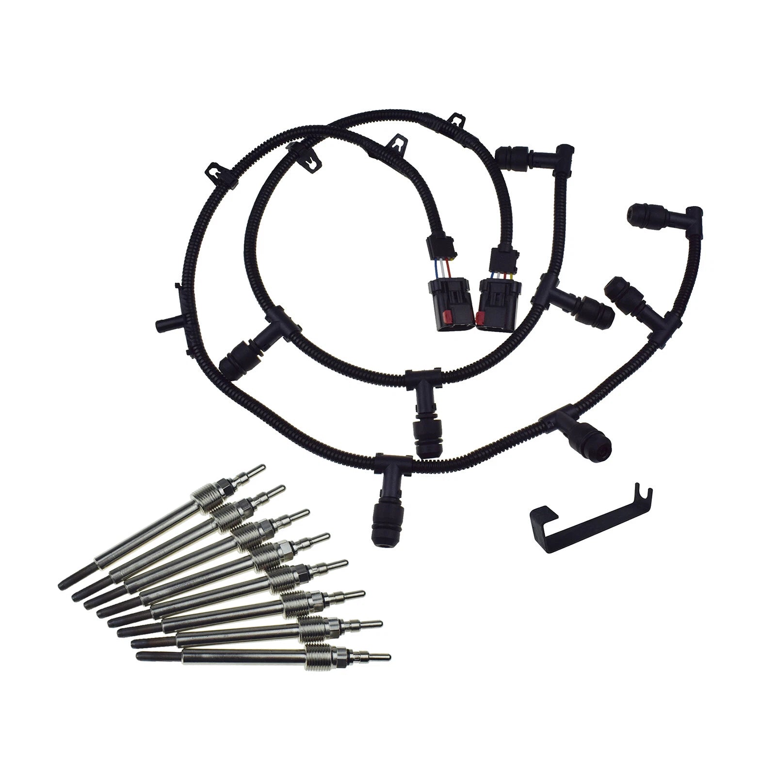 Glow Plug Harness + Glow Plugs For 2004-10 Ford Powerstroke 6.0L 4C3Z-12A342-AA 6B93BC-57
