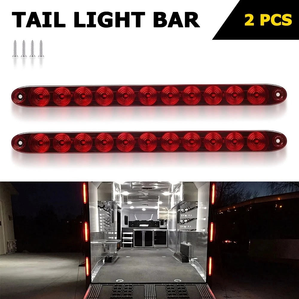 2PCS 15" 11 LED Red Truck Trailer Light Bar Stop Turn Tail Brake Light Strip Kit 6B93BC-57