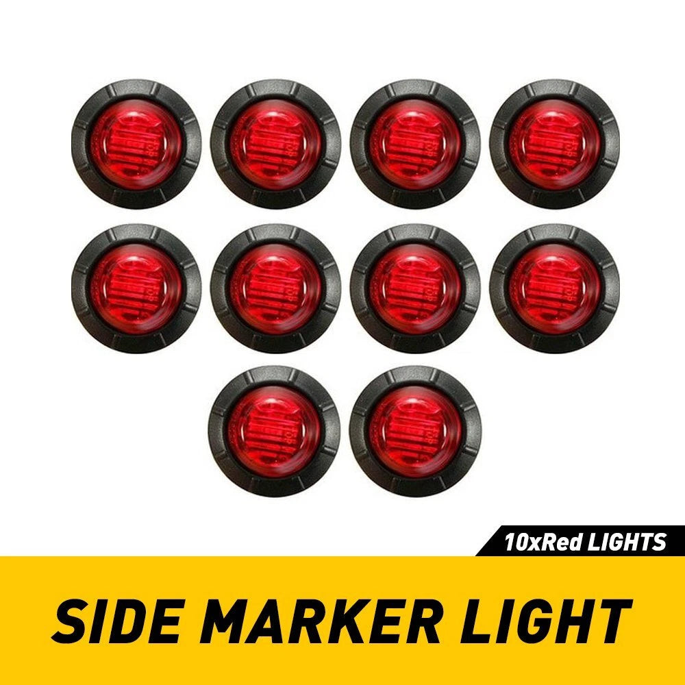 10X Red 3/4 Bullet LED Side Round Marker Lights For Trailer Truck RV Pickup EOA 6B93BC-57