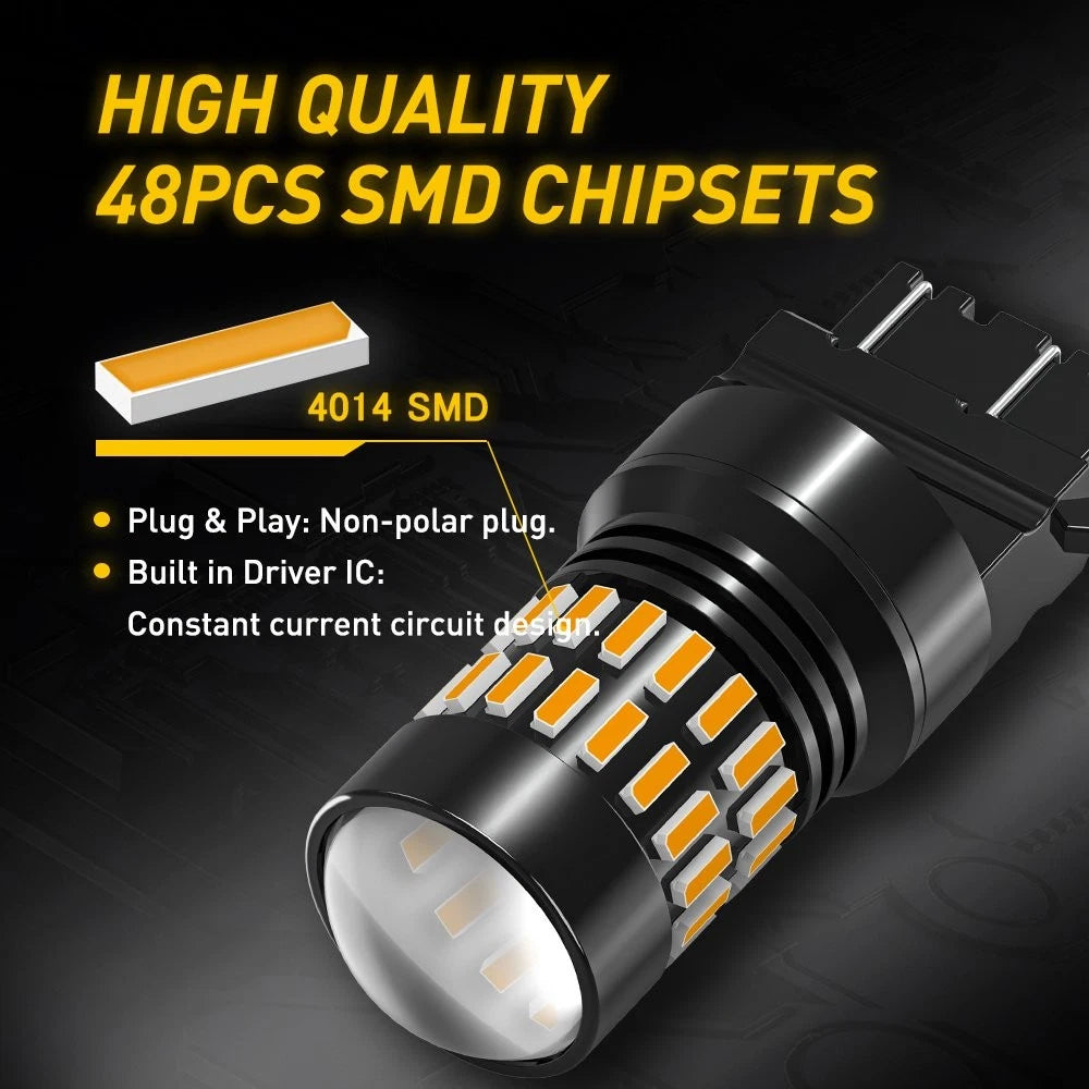 2X AUXITO 3157 3156 AMBER LED TURN SIGNAL LIGHT BULB ERROR FREE ANTI HYPER FLASH AUXITO