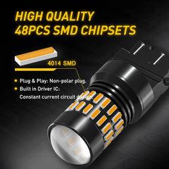 2X AUXITO 3157 3156 AMBER LED TURN SIGNAL LIGHT BULB ERROR FREE ANTI HYPER FLASH AUXITO