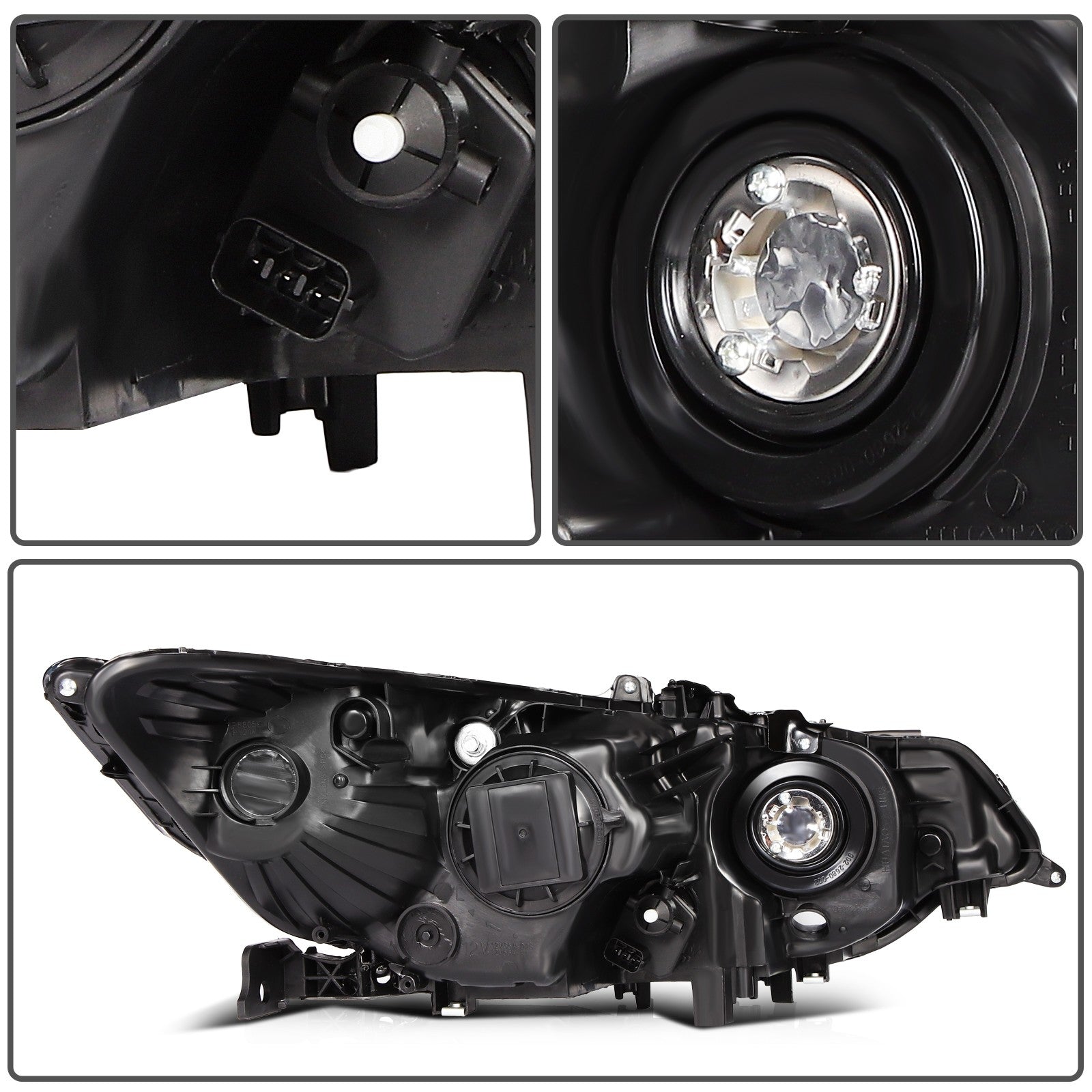Pair Halogon Headlights Assembly For 2009-2014 Acura TSX 2.4L 3.5L Black Amber 6B93BC-57