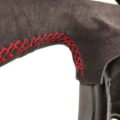 Black Suede Leather Steering Wheel Hand-stitch on Wrap Cover For Porsche Cayenne