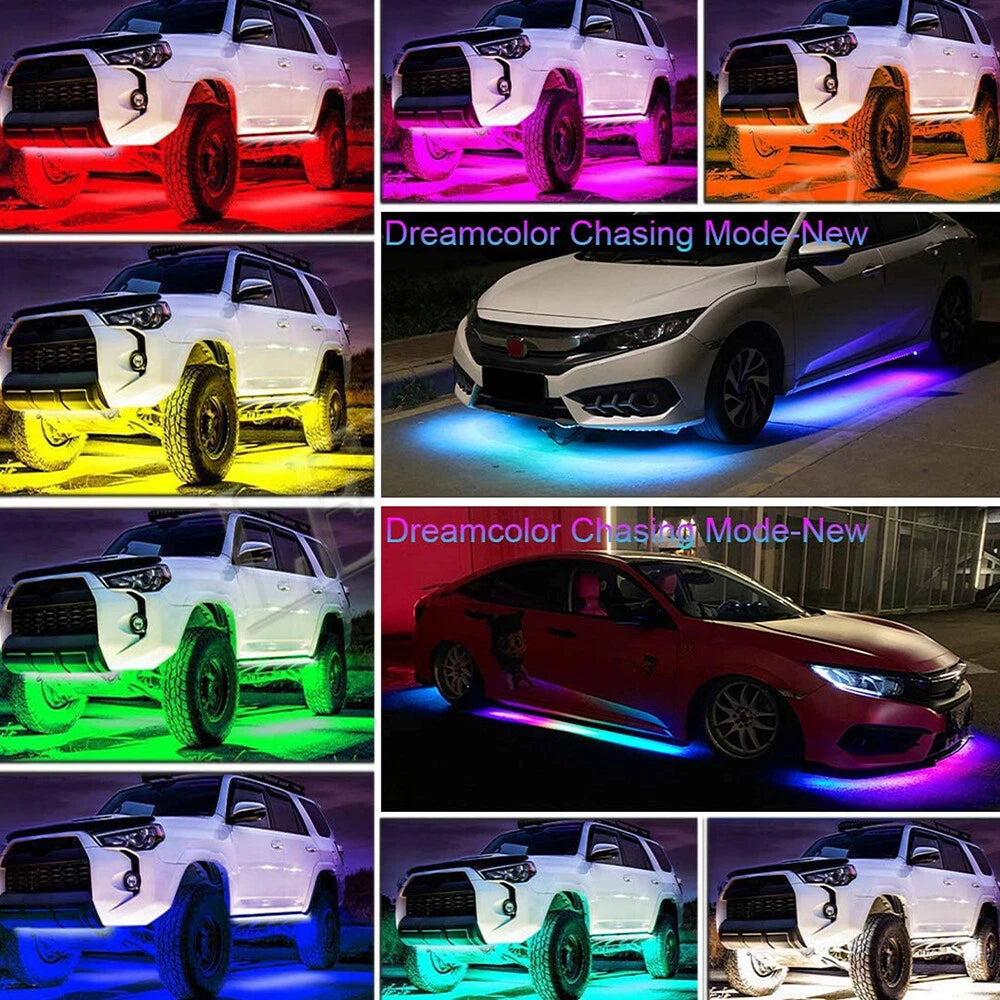 6pcs RGB Dream Color Underglow LED Kit Car Neon Strip Light Music APP Bluetooth 6B93BC-57