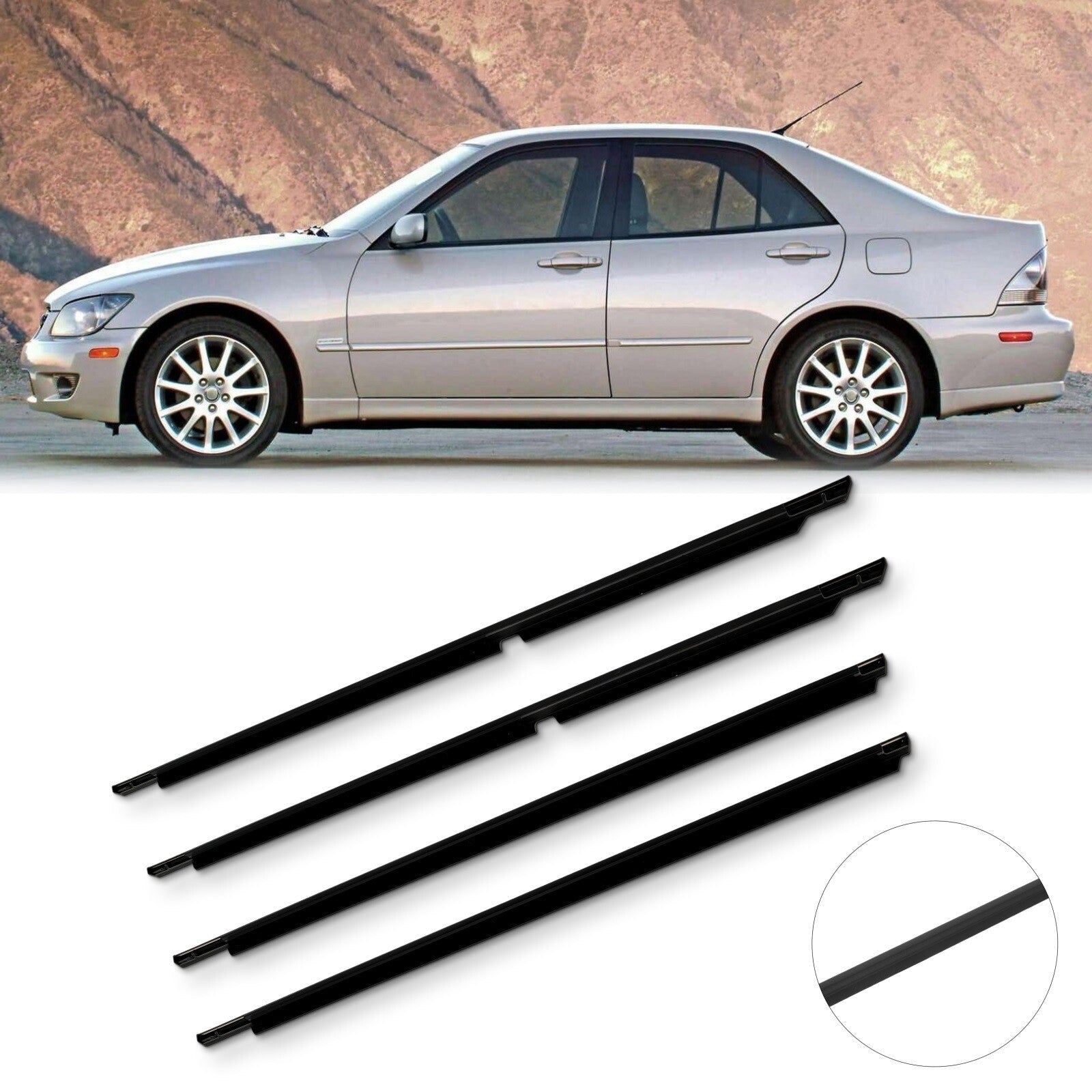 For 2001-2005 Lexus IS300 Front & Rear Door Window Seal Belt Molding 6B93BC-57