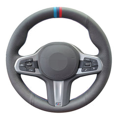 Black PU Leather Steering Wheel Hand-stitch on Wrap Cover For BMW G21 2019-21