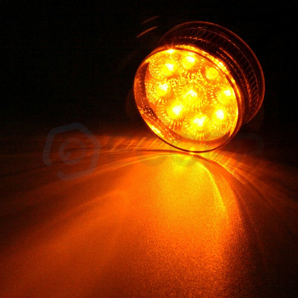16x Red Amber 2 inch Round 9 LED Side Marker Trailer Light tail turn signal 6B93BC-57
