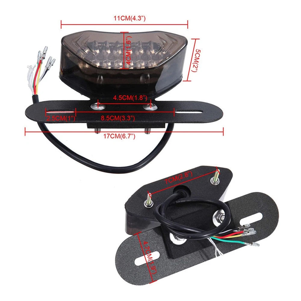 Motorcycle 16 LED ATV Tail Turn signal Brake License Plate Integrated Light US 6B93BC-57