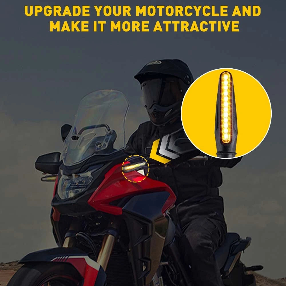 Black Universal Motorcycle 12 LED Turn Signal Blinker Indicator Amber Light 6B93BC-57