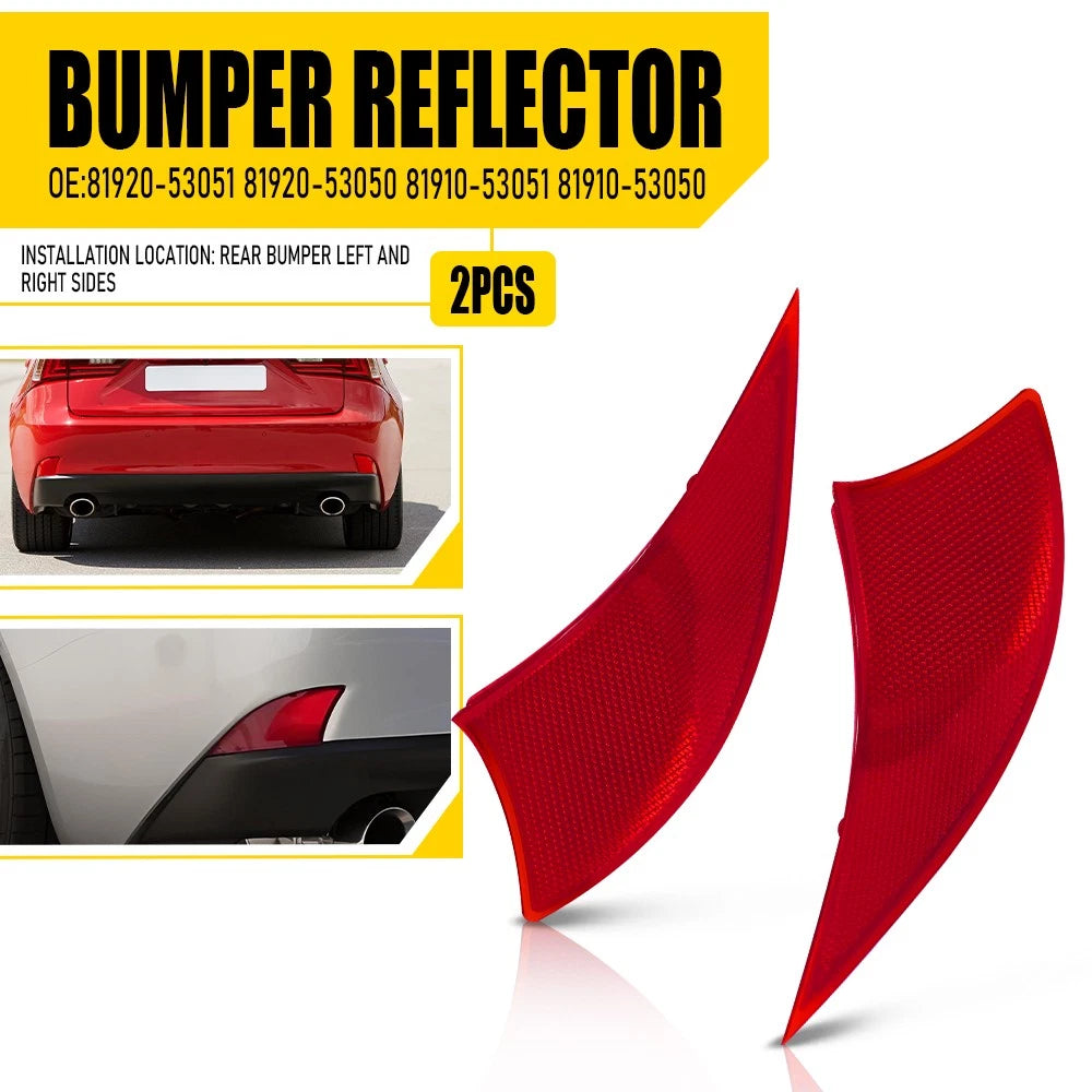 Set of 2 Rear Bumper Reflectors LH & RH For Lexus IS200t IS250 IS300 IS350 Red A 6B93BC-57