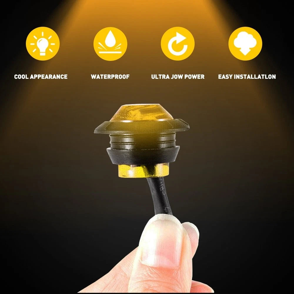 10X 3/4" Round LED Side Marker Bullet Light For Truck Trailer Amber 12V EOA 6B93BC-57