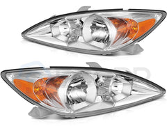 ECCPP Headlights Assembly For Toyota Camry 2002-2004 Pair Kit Chrome Amber KOEEP