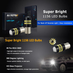 4X AUXITO BA15S 1156 P21W 7506 Reverse Back Up Light Super White LED Bulb 48H A AUXITO