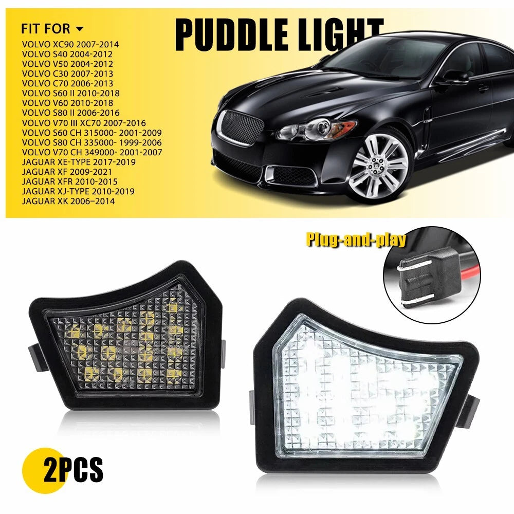 2X LED Under Side Mirror Puddle Lights For Jaguar XJ-Type 2010-2019/XF 2009-21 A 6B93BC-57