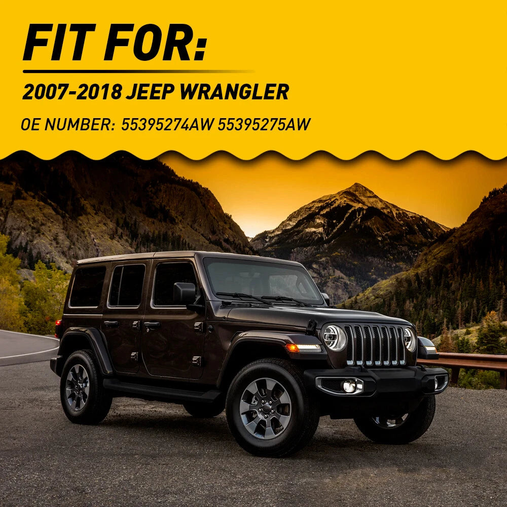 For 2007-2018 Jeep Wrangler Front Door Weatherstrip Seal LH RH Kit Pair USA EOA 6B93BC-57