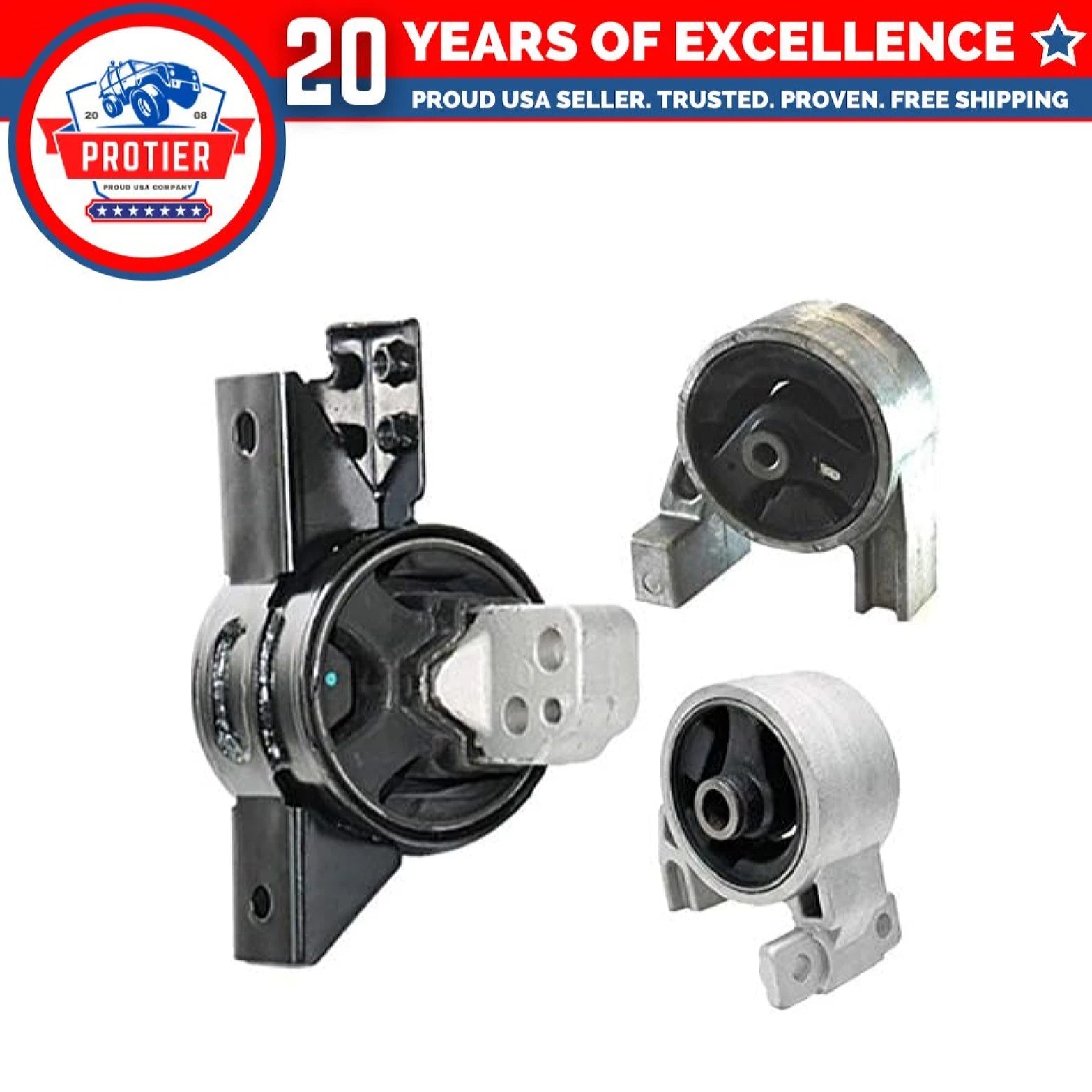 Fits 2006-2011 Hyundai Accent 1.6L Front Low/Rear Motor & Trans Mount 3pc : 6B93BC-57