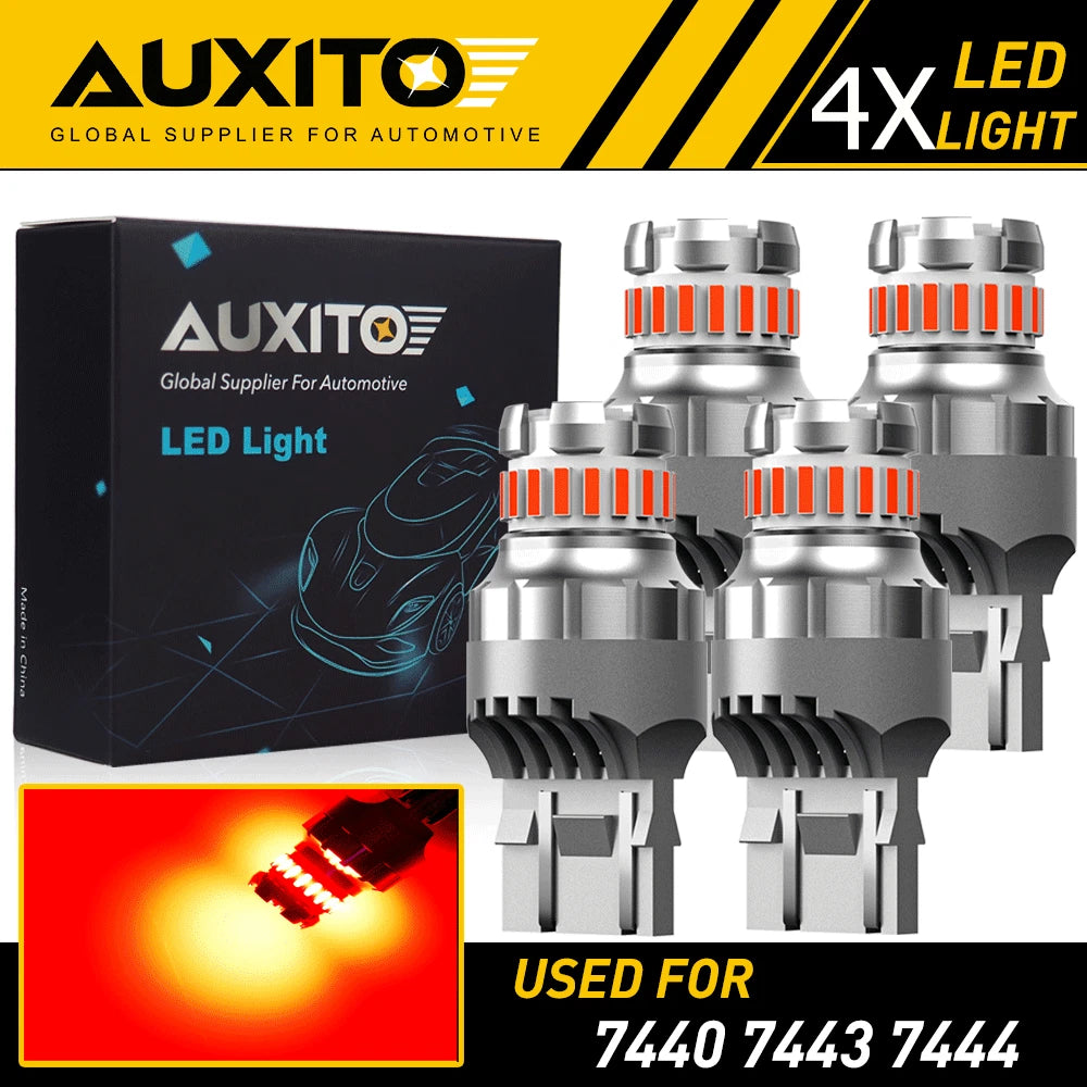 4X AUXITO 7443 7444 7440 7441 LED Bulbs Brake Stop Light Lamp Red Super Bright AUXITO