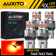 4X AUXITO 7443 7444 7440 7441 LED Bulbs Brake Stop Light Lamp Red Super Bright AUXITO