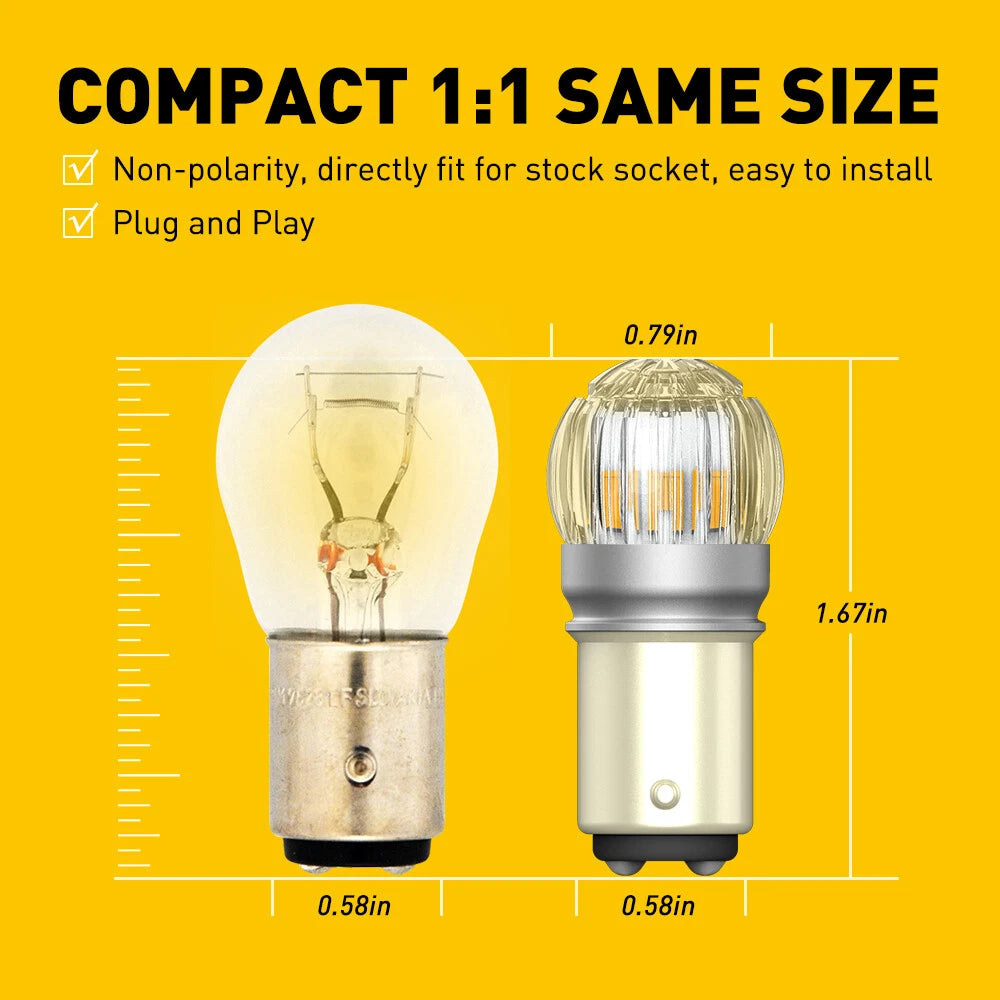 AUXITO 1157 BAY15D Amber Yellow LED Turn Signal Parking Light Bulb Error Free EA AUXITO