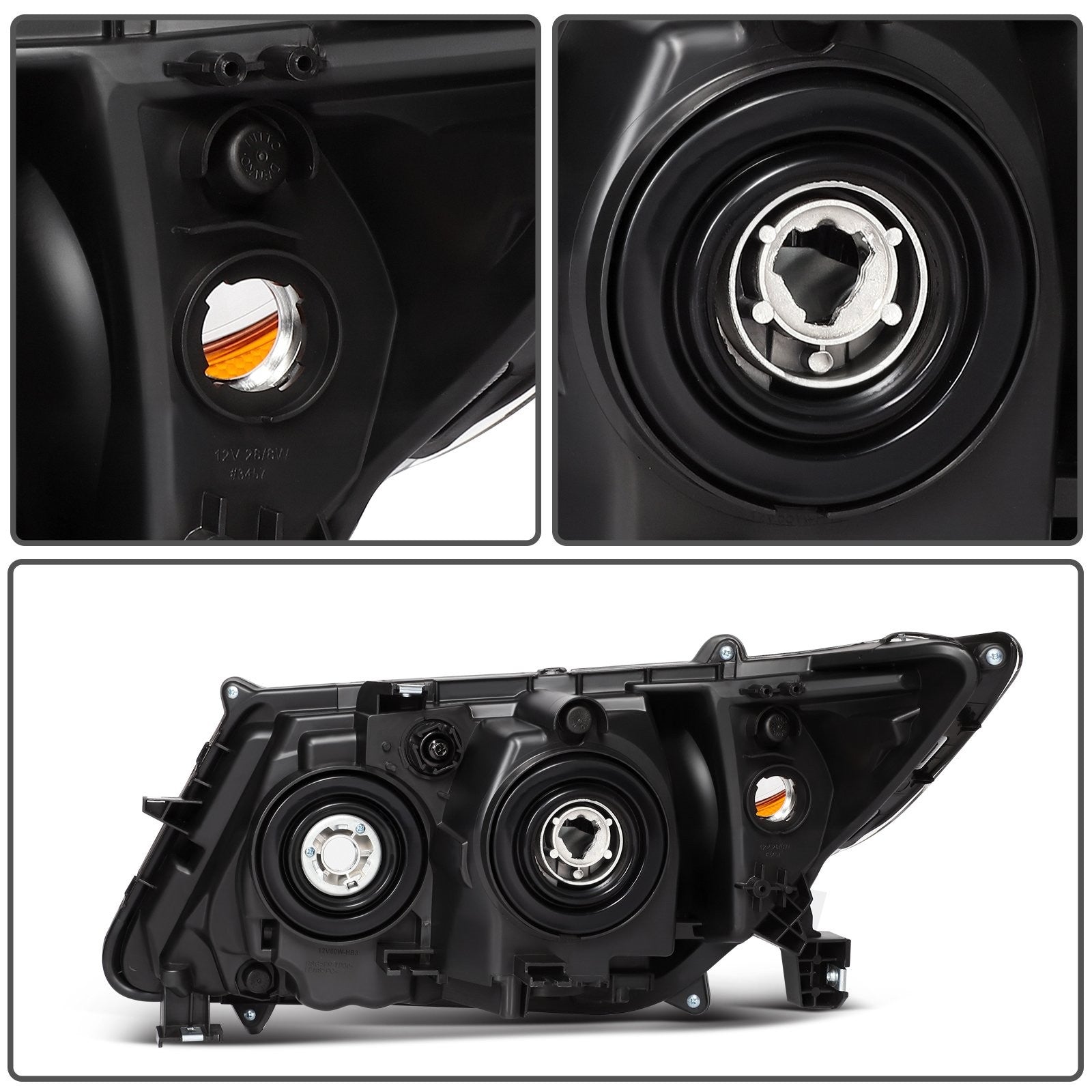 ECCPP Headlights Assembly For Honda Odyssey 3.5L 2011-2017 Pair Kit Black Amber 6B93BC-57
