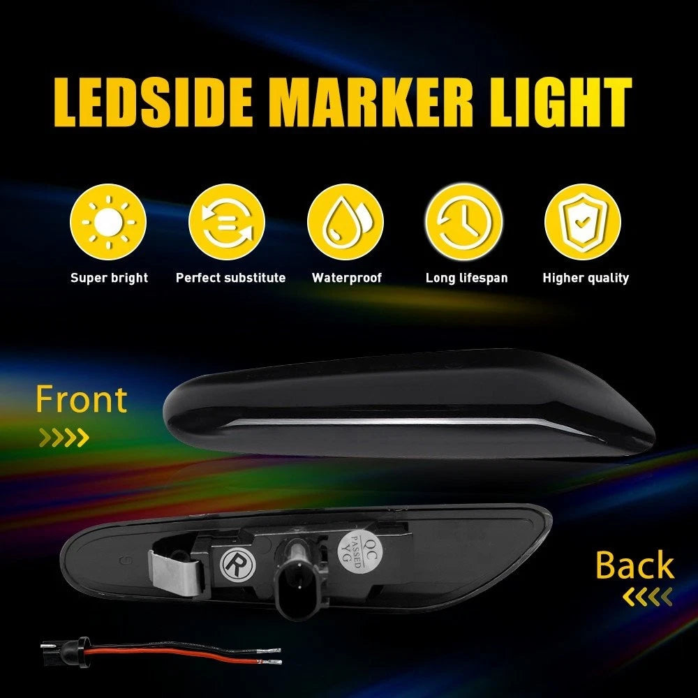 Sequential Smoked LED Side Marker Lights For BMW E60 E61 E82 E88 E90 E91 E92 EOA 6B93BC-57