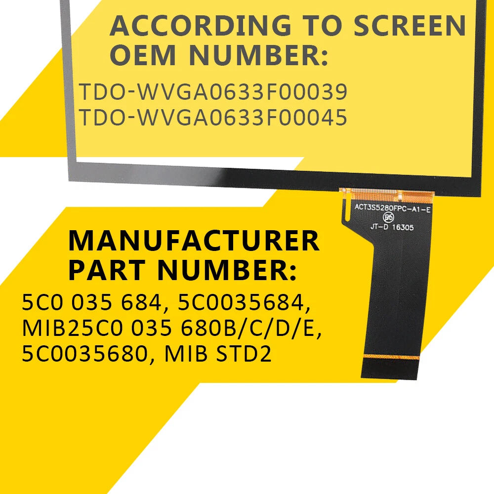 6.5'' Matte Touch screen For Digitizer VW Skoda MIB STD2 Car Radio 680 200 EOA 6B93BC-57