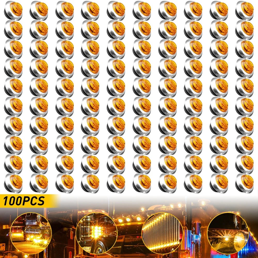 20/50/100PC LED Marker Lights 3/4" Truck Trailer Side Lamp With Stailness Base A 6B93BC-57