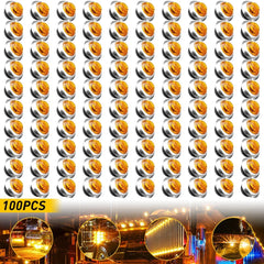 20/50/100PC LED Marker Lights 3/4" Truck Trailer Side Lamp With Stailness Base A 6B93BC-57