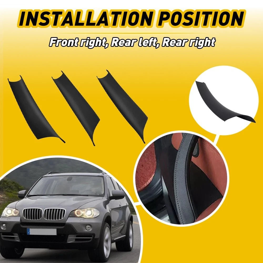 3Pcs Matte Black Inner Door Pull Handle Panel Cover For BMW X5 X6 E70 E71 E72 EA 6B93BC-57