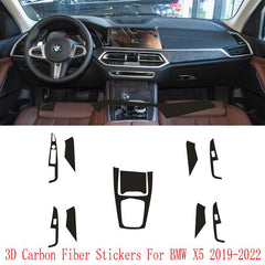 Interior Center Console Carbon Fiber Molding Sticker Decals For BMW X5 2019-2022