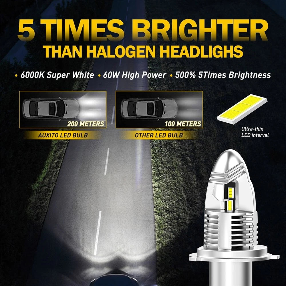 AUXITO H4 9003 LED Headlight Kit Bulbs High Low Beam White 80000LM Super Bright AUXITO
