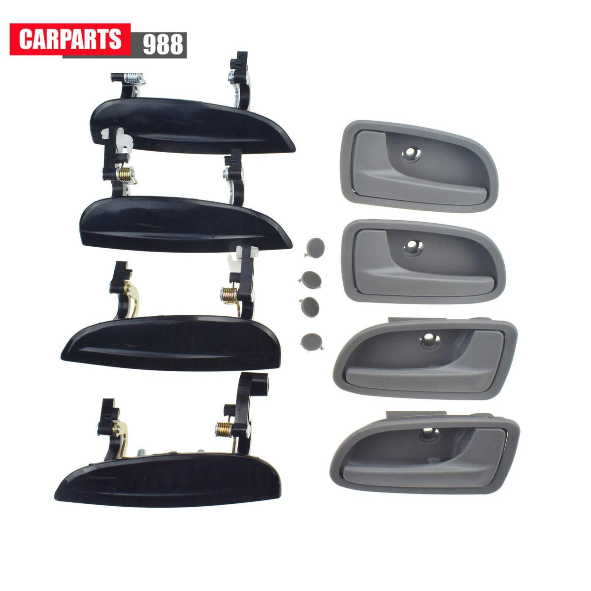 Set of 8 Outside Black & Inside Gray Door Handle For 2003 2004-2005 Kia Rio 1.6L 6B93BC-57