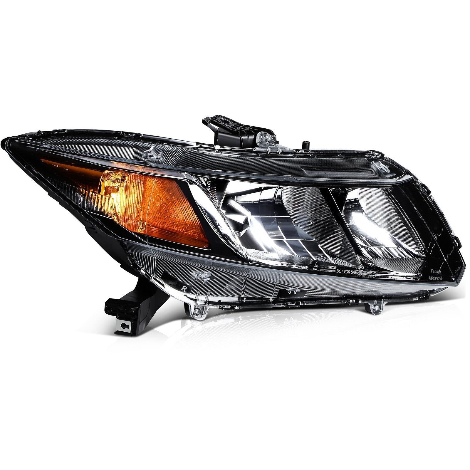 For 2012-2013 Honda Civic 2Dr/2012-2015 4Dr Black Left+Right Headlights Assembly 6B93BC-57