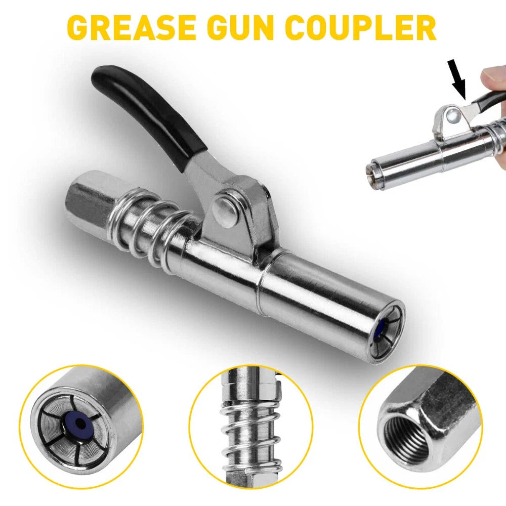 Grease Gun Coupler Locks Onto Zerk Fittings Grease Goes in 1/8” NPT No Leak EOA 6B93BC-57