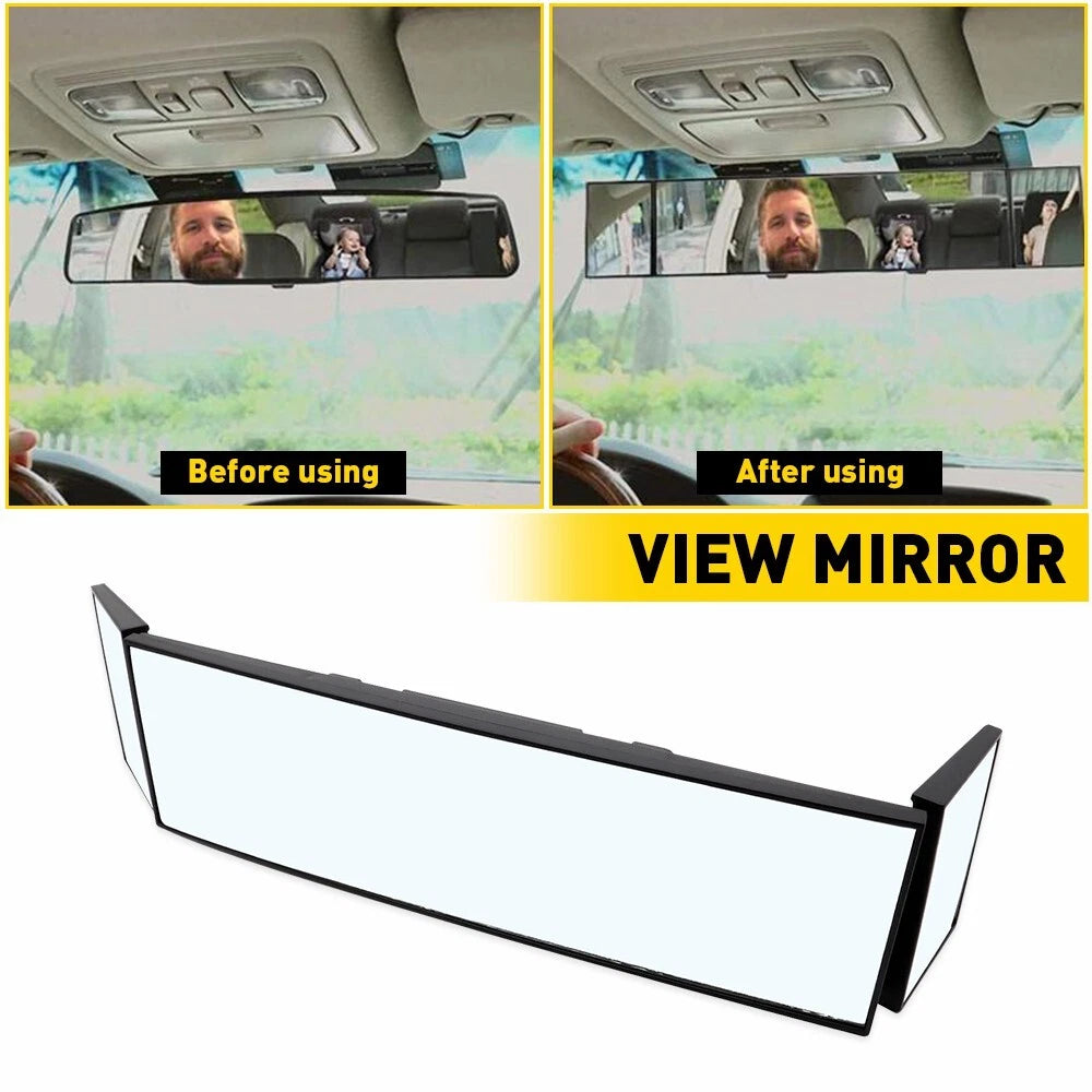 390mm Car Foldable Interior Rear View Mirror Rearview Wide Angle Blind Spot Auto 6B93BC-57