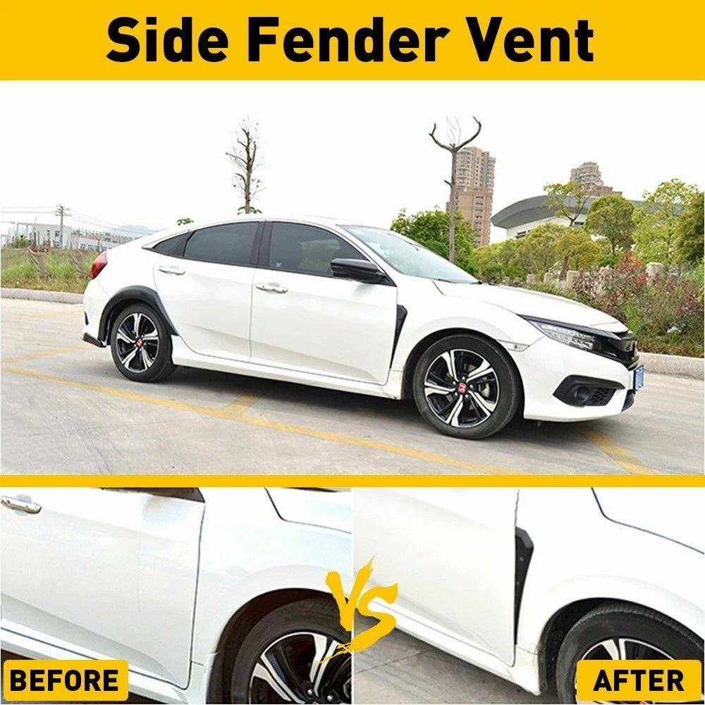 For 16-20 Honda Civic Gloss Black Type-R Side Fender Vent Air Wing Cover Trim 6B93BC-57