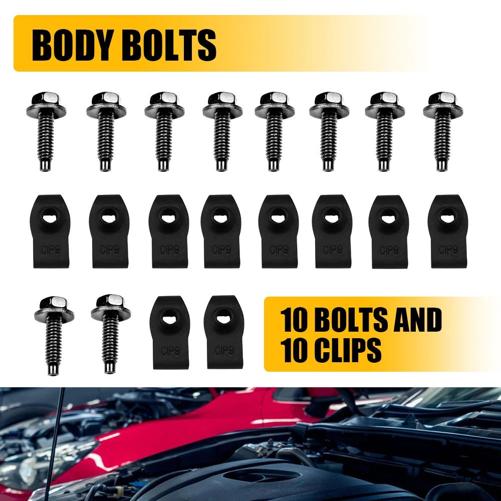 For Truck Ford Body Bolts&U-nut Clips- 5/16-18 x 1-3/16"- 1/2" Hex- 20 pcs- #374 6B93BC-57