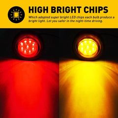 10* Yellow Marker Red Lights 2" LED Truck Trailer Clearance Round Side Light EOA 6B93BC-57