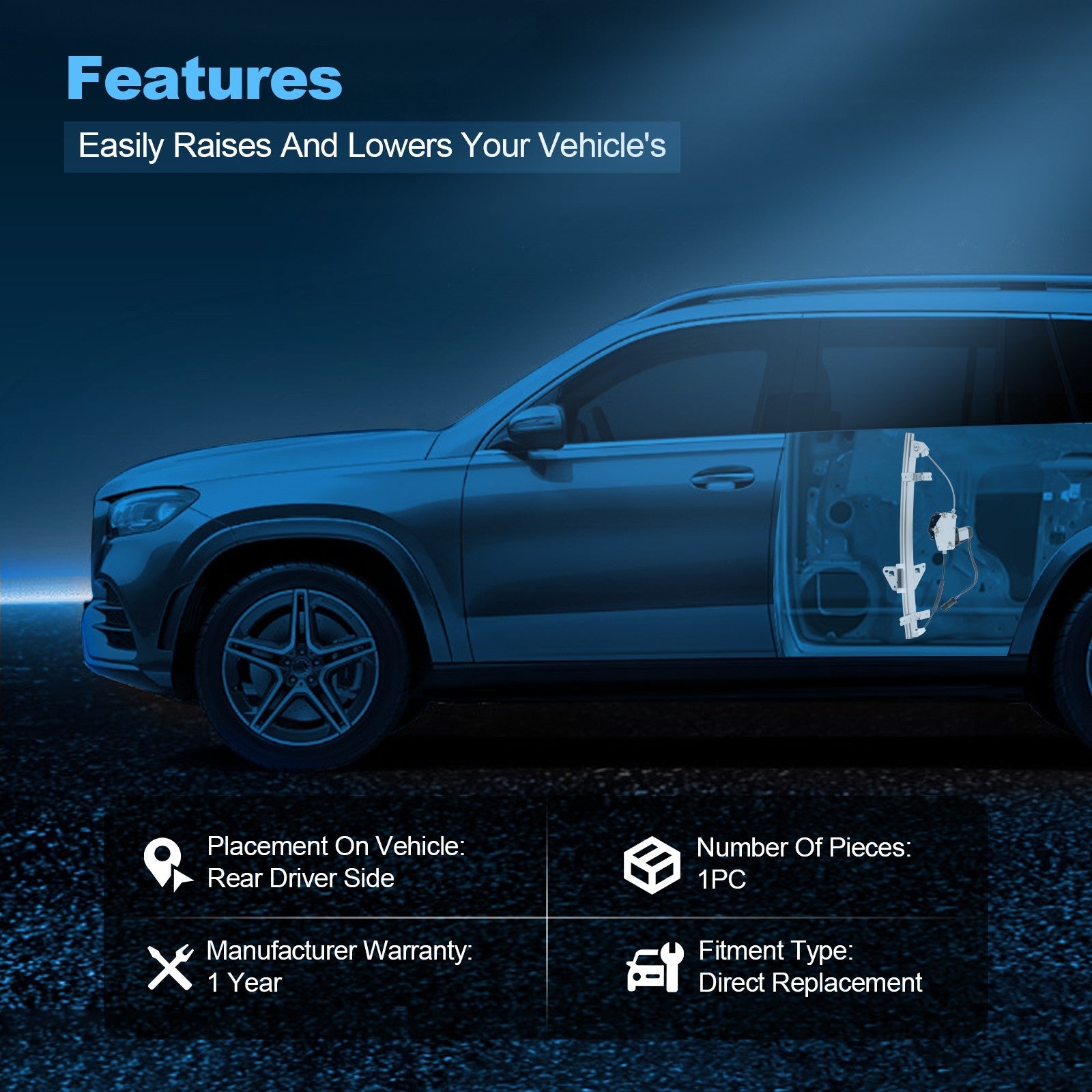 For Dodge Dakota 2000-2004 Rear Driver Left LH Window Regulator & Motor Assembly 6B93BC-57