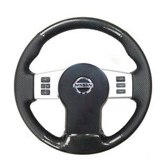 Black Carbon Fiber Leather Steering Sew-on Wheel Wrap Cover For Nissan Xterra