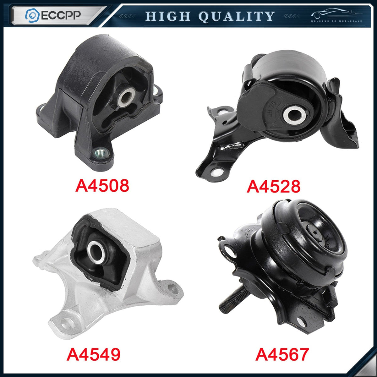 ECCPP 4Pcs Transmission Motor Mounts For 2002 2003 2004 2005 Honda Civic Si 2.0L 6B93BC-57