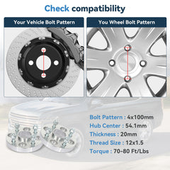 4 Pcs 20mm 4x100 Hub Centric Wheel Spacers For Mazda Miata Scion xA xB Kia Rio